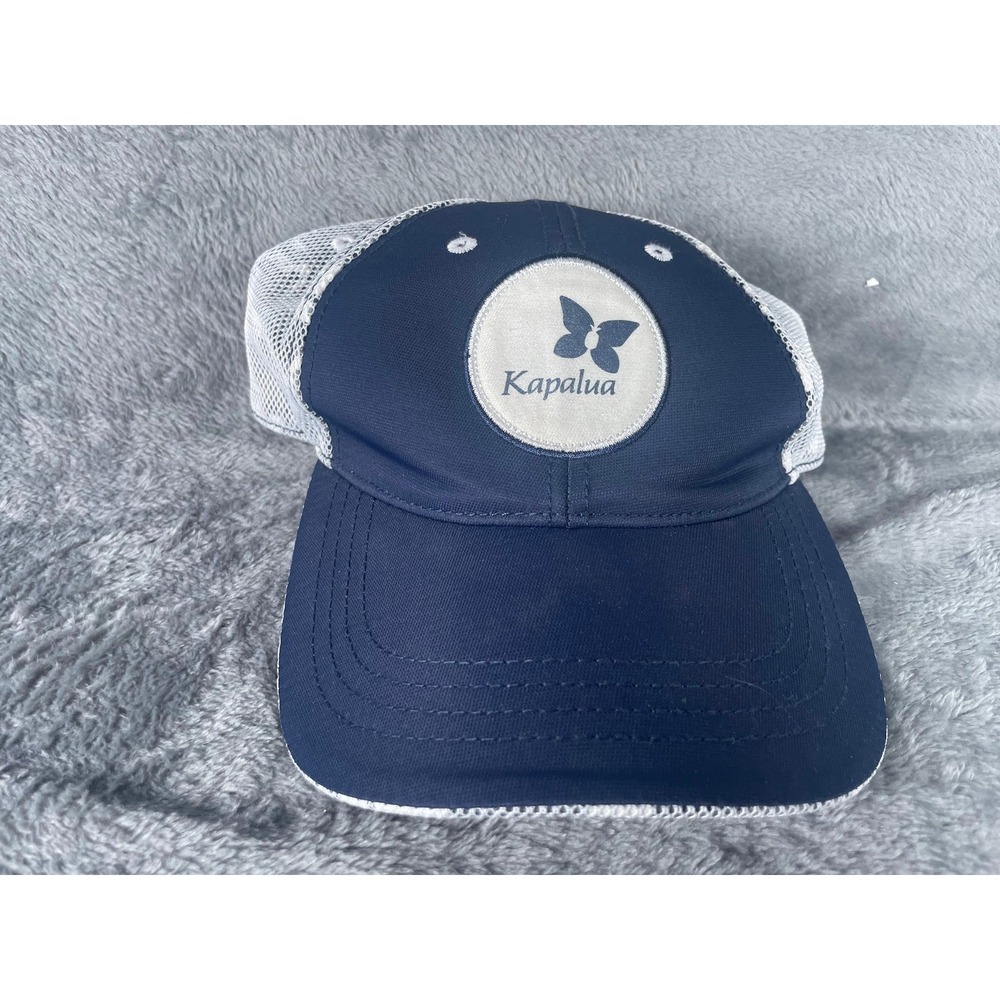 Kapalua Hawaii Golf Hat Mens Navy Blue White Mesh Trucker Snapback Cap